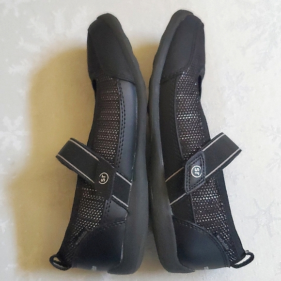 Stride Rite Made 2/Play Black & Silver Mary Jane Hook Loop Shoes Little Girls 1 - Picture 8 of 10